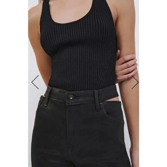 NEW-NWT! Jonathan Simkhai AMELIA black STRAIGHT LEG DENIM - Picture 4 of 9